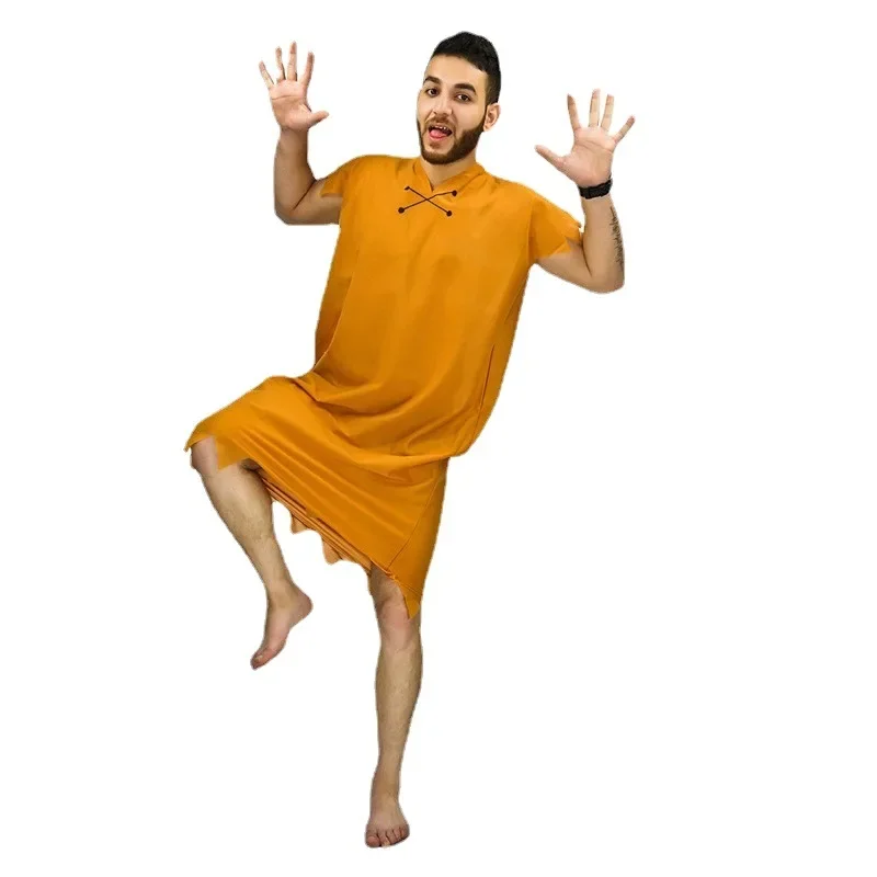 2025 New Men's The Flinstone's Halloween Cosplay Party Costumes Flintstones Barney Rubble Costume Caveman Outfit fo QWQ1