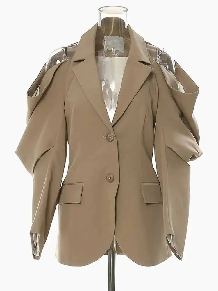 Shoulder Women Chain Off Big Size Blazer New Lapel Long Sleeve Loose Fit Jacket Fashion Spring Autumn 2026 1DE8AS