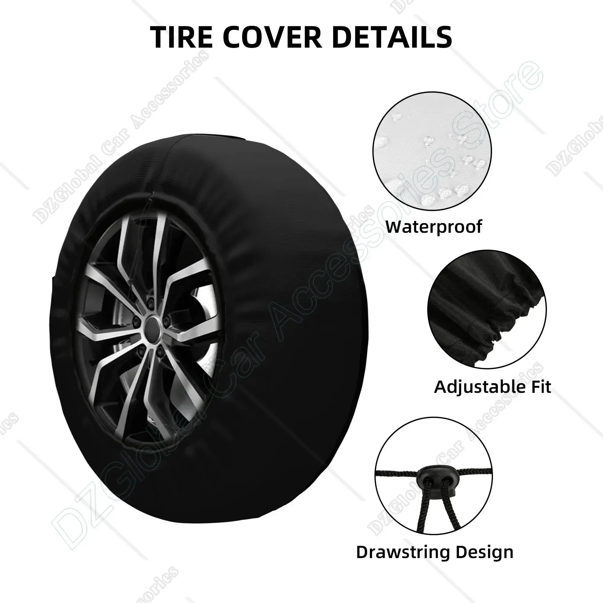 Military Tactical Star Spare Tire Cover Dust-Proof Wheel Tire Cover Fit Trailer RV SUV and Many Vehicle 14 15 16 17 Inch