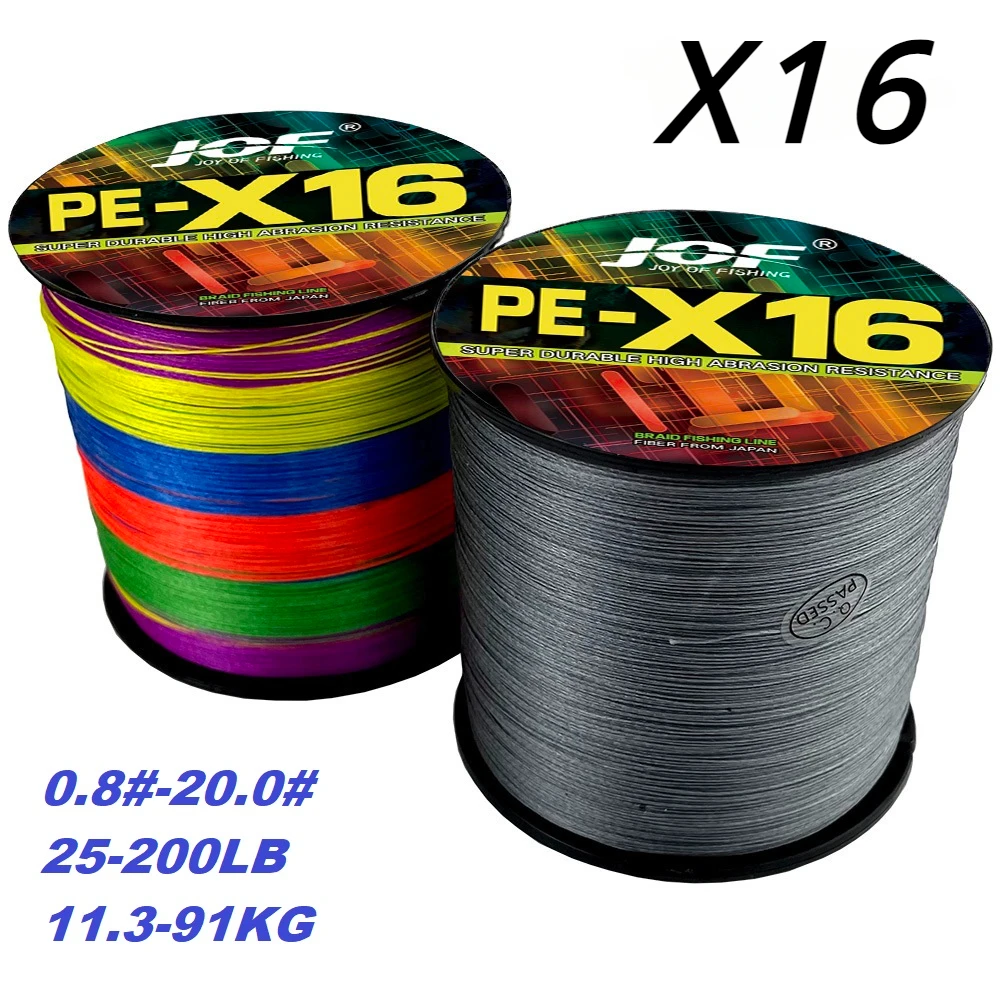 

JOF Brand NEW 16 Strand Fishing Line 100M Super Power Braided PE Japan Fishing Wire 25-200LB 0.16-0.8mm Peche Multifilament X16