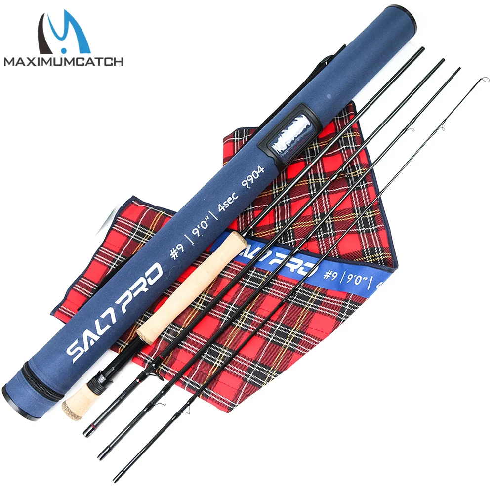 

Maximumcatch 8/9/10WT 9FT Saltpro Saltwater Fly Rod Fast Action 30T+40T SK Carbo 4 Section Fly Fishing Rod With Extra Tube Case