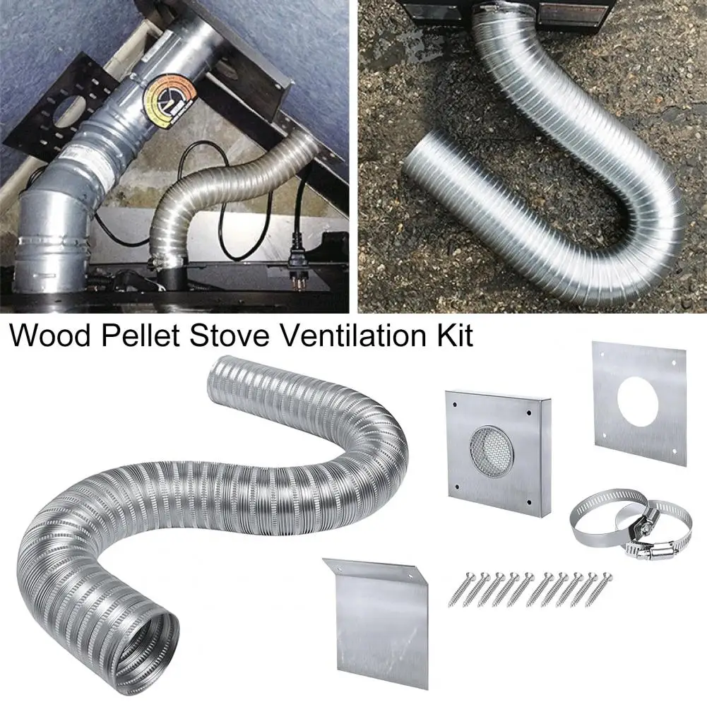 Pellet Stove Air Intake Kit Rustproof Corrosion Resistant Simple Installation Aluminum Flex Vent Pipe Cold Air Kit