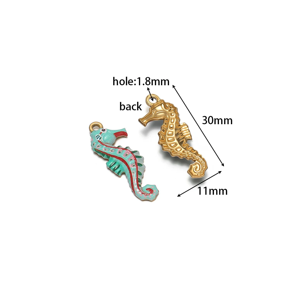 4 Stück Edelstahl-Anhänger mit niedlichem Emaille-Meerestier für DIY-Schmuckherstellung, Halsketten, Armbänder, Ohrringe, Zubehör für Mädchen, Großpackung – Detail 2