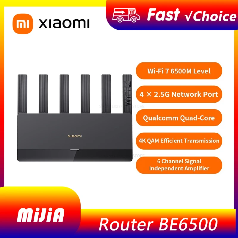 

Xiaomi WiFi7 Router BE6500 2.4/5GHz Duan Bands 160Mhz 6453Mbps Mesh Networking Gaming Acceleration 2.5G Ethernet Port 6 antennas