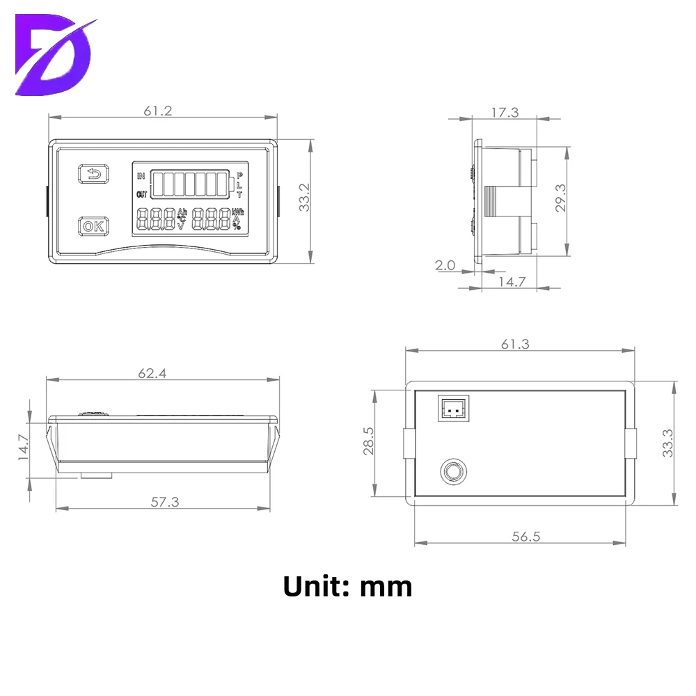Universal LCD Digital Voltage and Battery Level Meter DC 9-120V for Multiple Battery Types with Real-Time Display