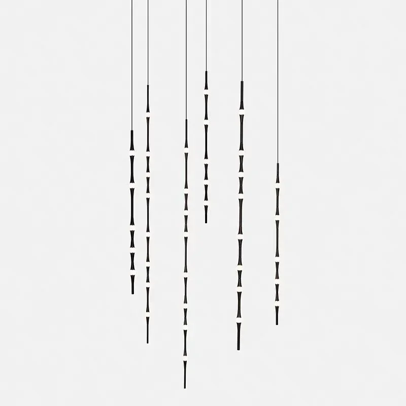 

Staircase Chandelier Novelty LED Aluminium long strip lamp For Hotel Hall Parlor bamboo Light Dining Room combination Lamp