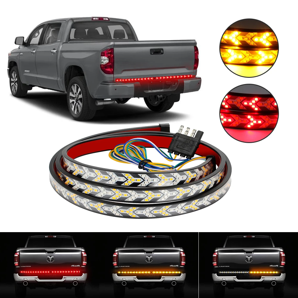 OKEEN LED Tailgate Lights Bar Strip For Pickup Jeep Cars Turn Singal Brake Reverse Truck Flowing Rear Tail Lamps Warning 12V 24V