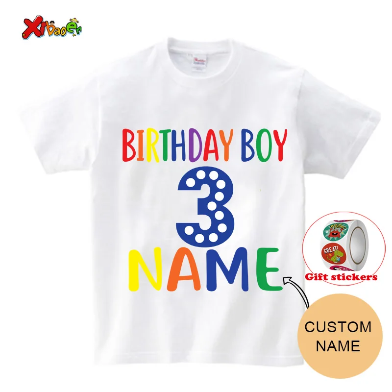 Family Birthday T Shirt Kids Personalized Name T Shirts Family Matching Outfits Boy Girl T-shirt Give Away Children's Stickers