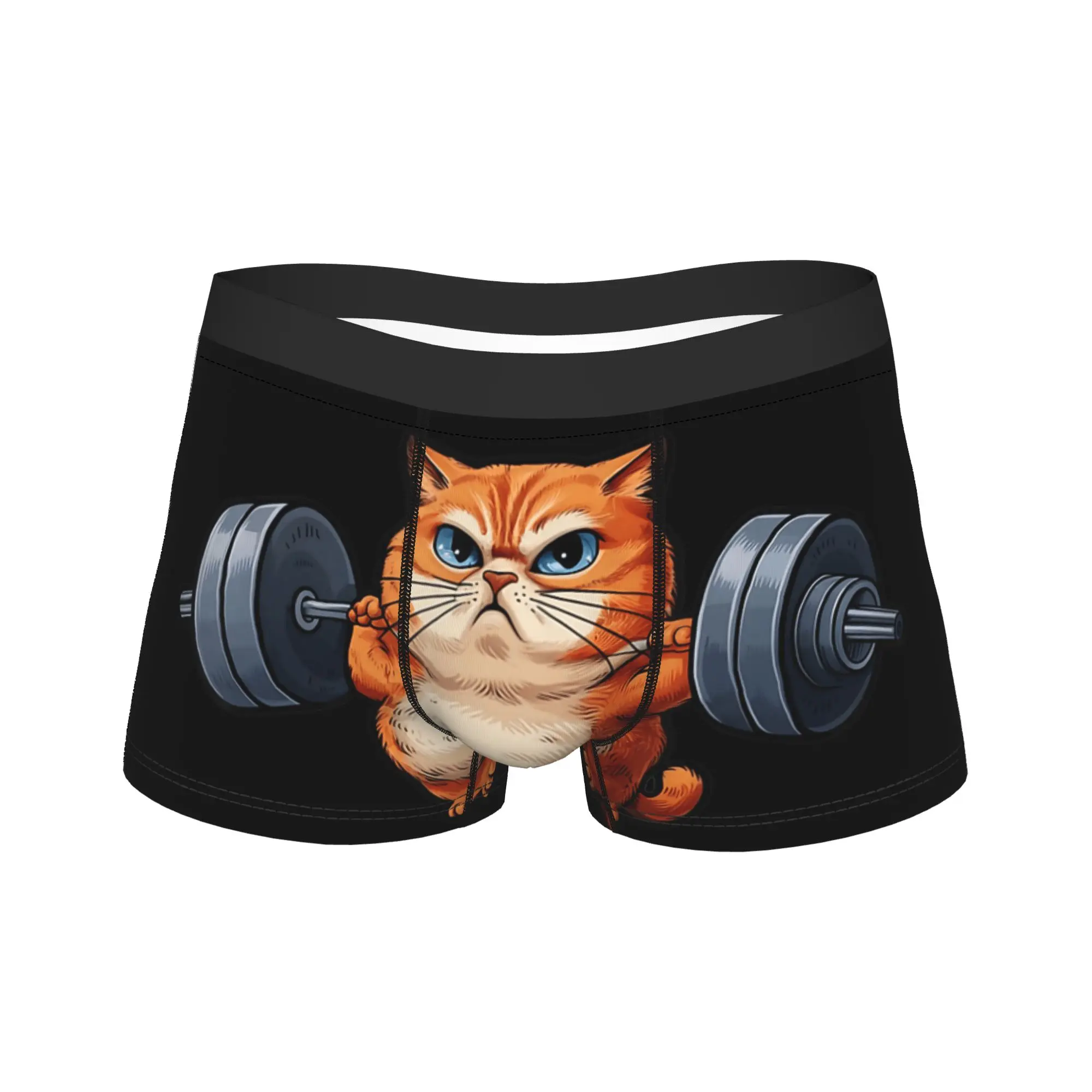 

Cat Weightlifting Funny Cat Workout and Fitness Underwear Novelty Panties Customs Boxer Brief 3D Pouch Plus Size Boxer Shorts