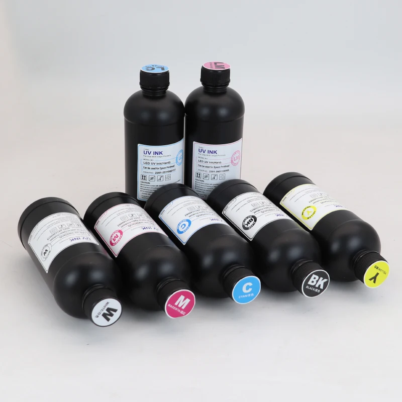 500ML Bottle LED UV Ink Compatible For Epson L800 L805 L1800 R290 R330 1390 1400 1410 Printer UV Ink Varnish Gloss Hard INK Soft