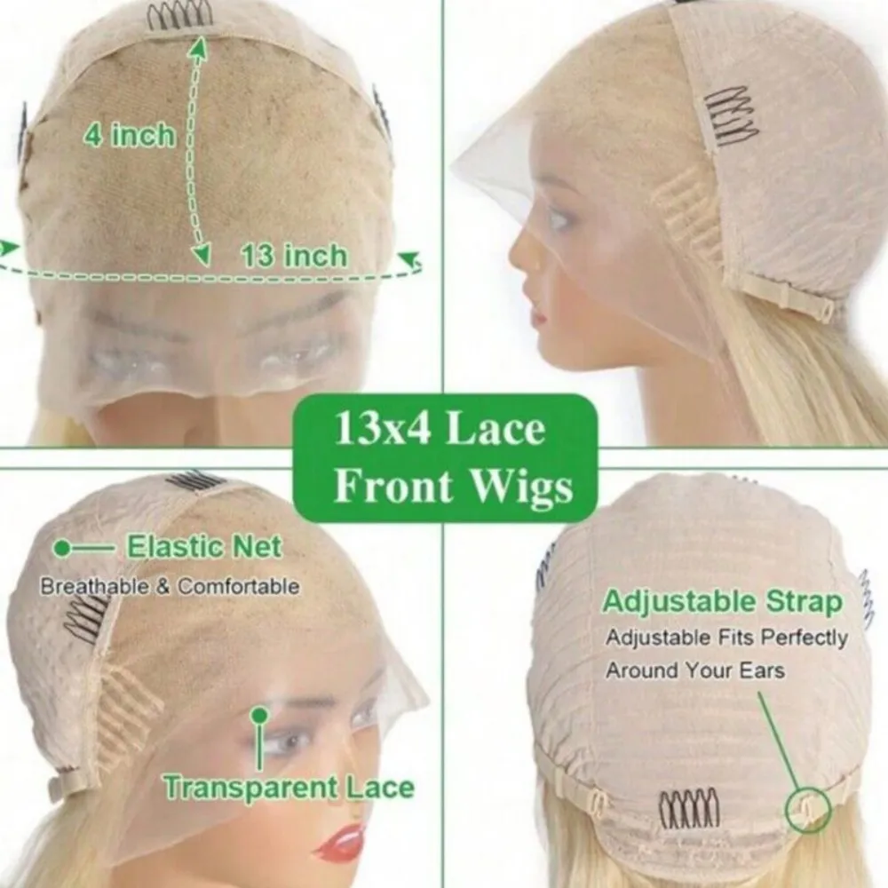 블론드 밥 가발 인모 13x4 투명 613 레이스 프론트 가발 인모 프론탈 가발