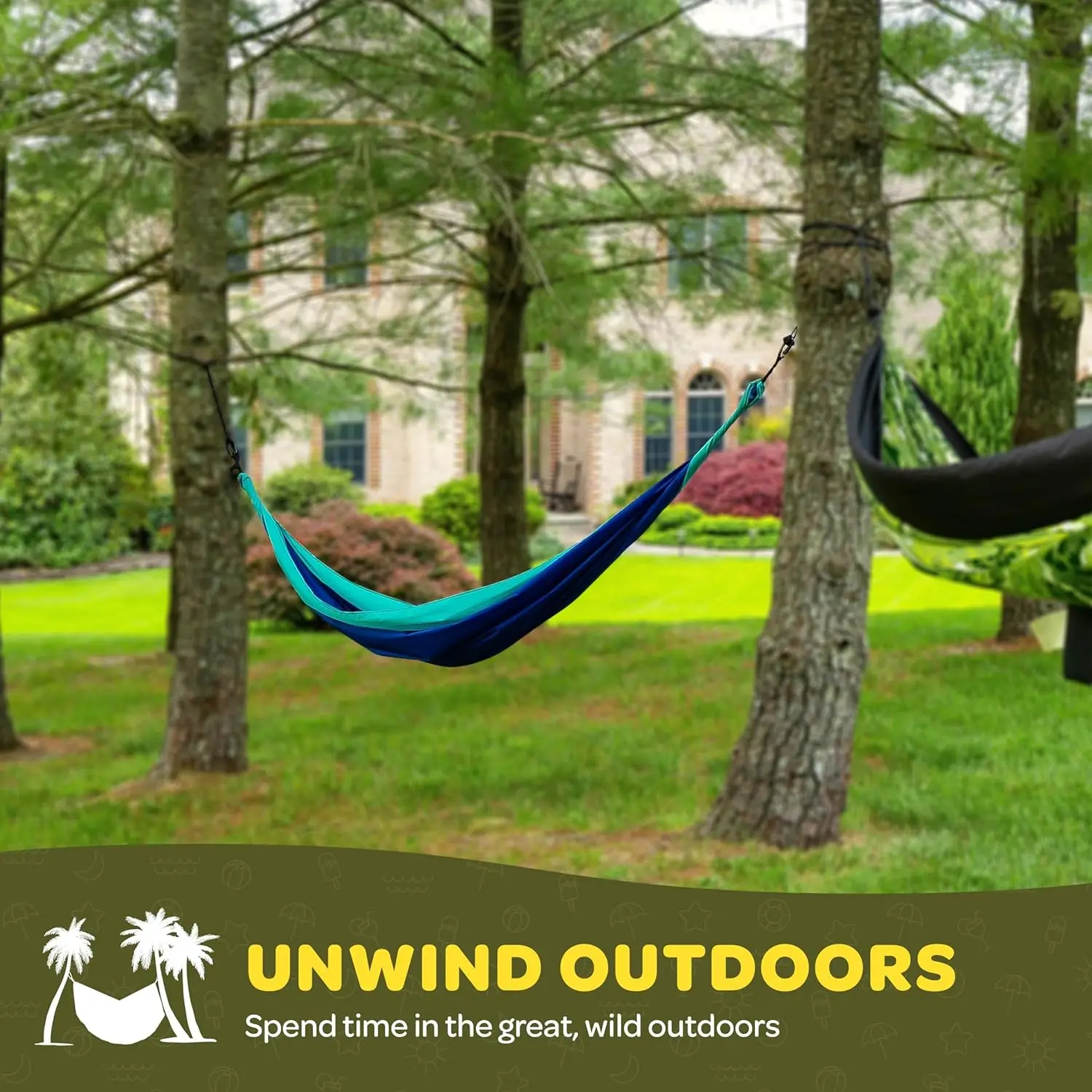 Durable Hammock Nylon Camping Hammock Chair Double or Single Sizes Tree Straps Carry Bag Portable for Travel Beach Backyard
