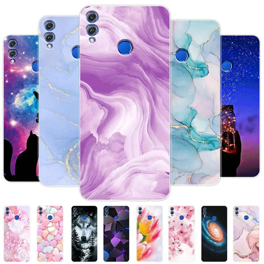 For Huawei Honor 8X Case Honor 8X Watercolor Marble Transparent Cases For Huawei Honor 8X Cover Honor8X Silicone Back Bumper