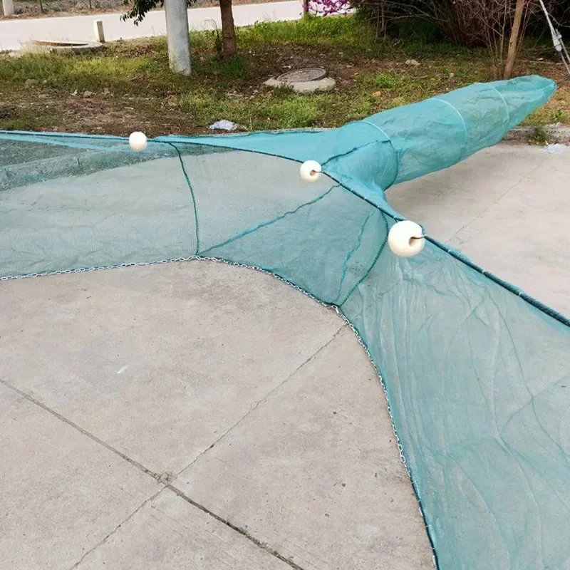 Lawaia Shrimp Cage with Iron Chain Fishing Trap Net Folding Fishing Cage Foam Float  2M/3M Small Mesh