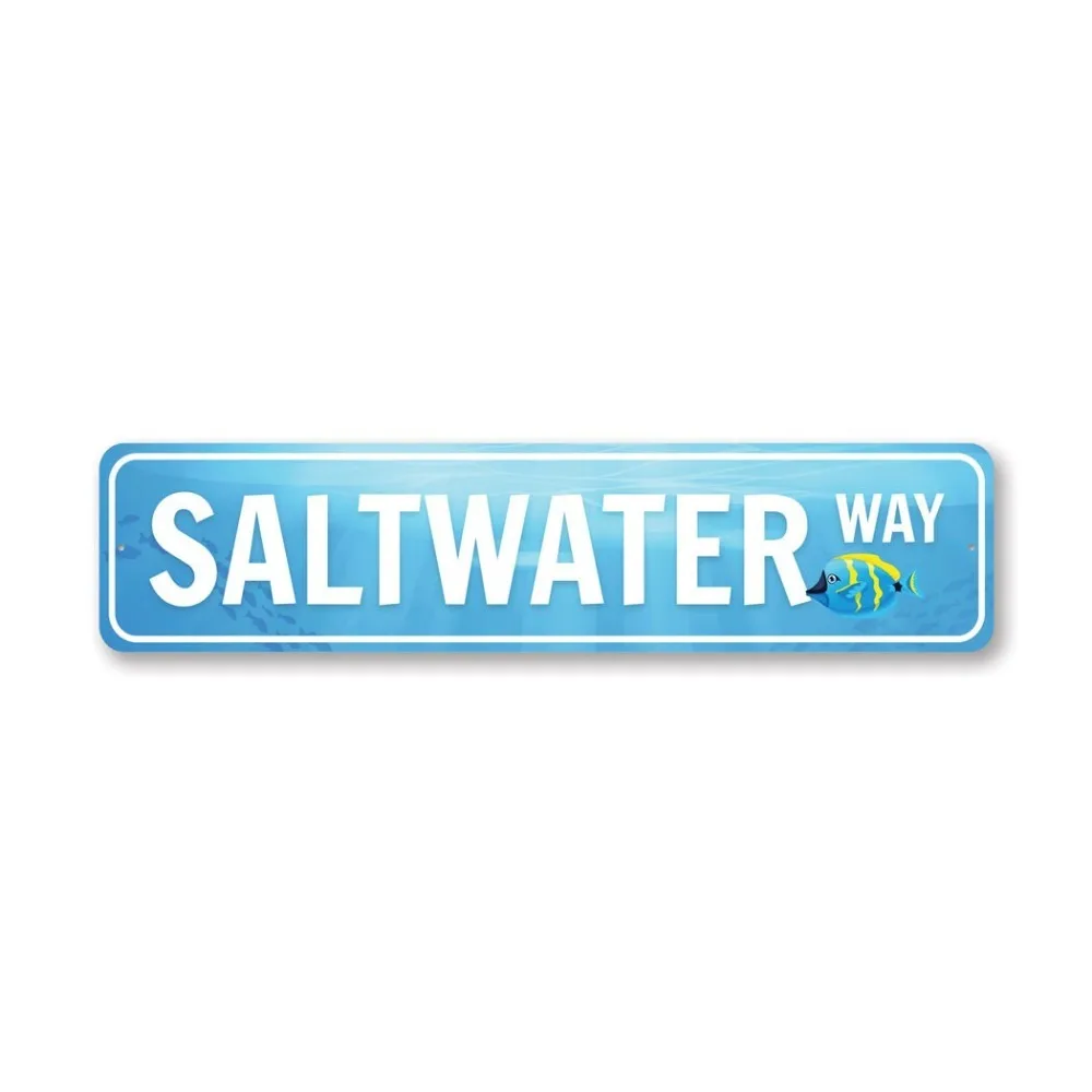 CIFbuy Personalized Text Long Metal Sign, Custom Text Saltwater Ocean Wall Ornament (Only For Decoration)