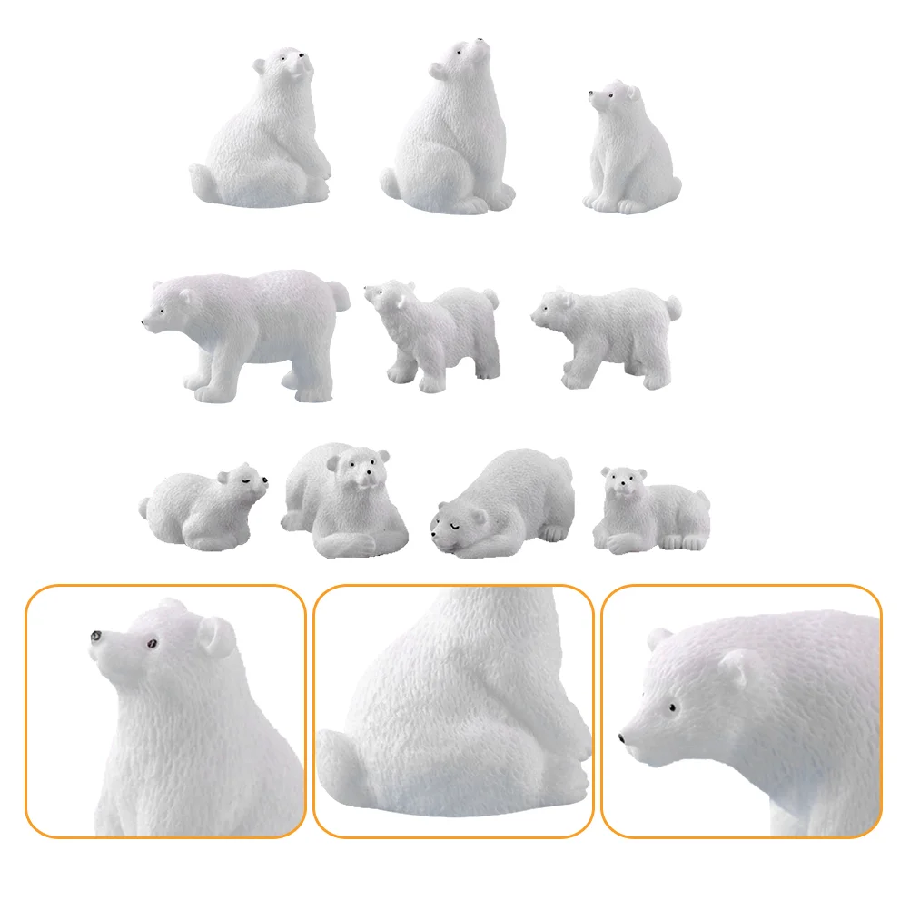 10 Pcs Micro Landscape Decoration Outdoor Garden Ornament Christmas Decorations Polar Bear Resin Gardening Ornaments Decors