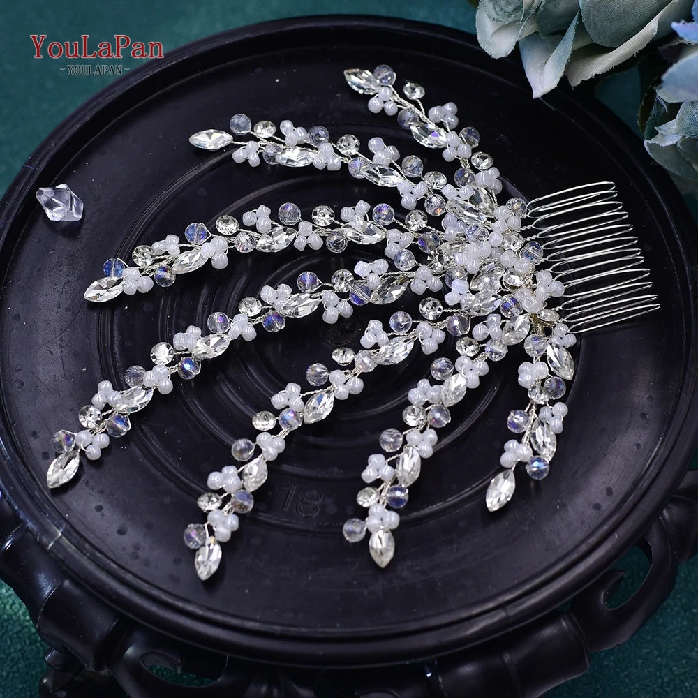 YouLaPan Handmade Bride Crystal Headband Sparkly Rhinestone Wedding Hair Comb  Accessories Women Party Headwear Gift HP651