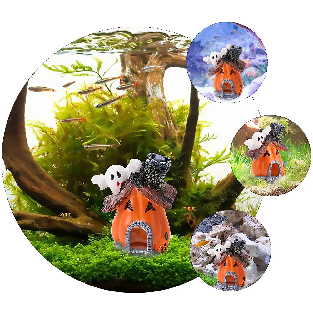 

3Pcs Aquarium Pumpkin Adornment Artificial Plastic Ornament Vivid Fish Tank Decor Underwater Plants Safe for Fresh Salt Water