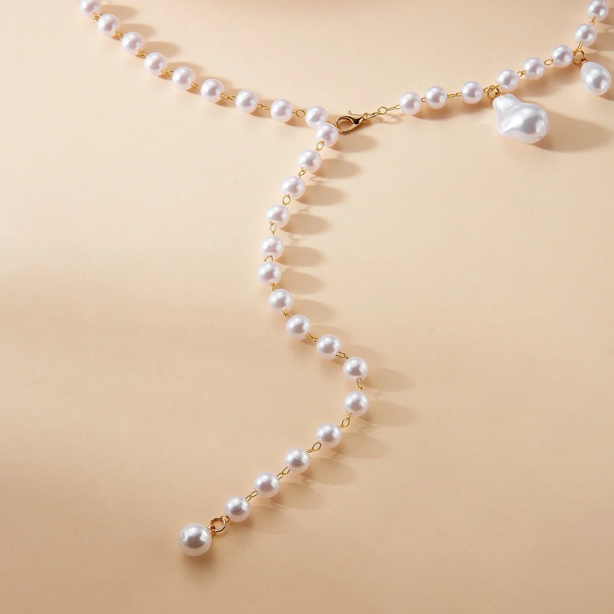 Barocke unregelmäßige Imitation Perle Perlen Halskette für Frauen Männer minimalistische mehrschichtige Perle Kette Halsband vielseitiger Körperschmuck – Detail 17
