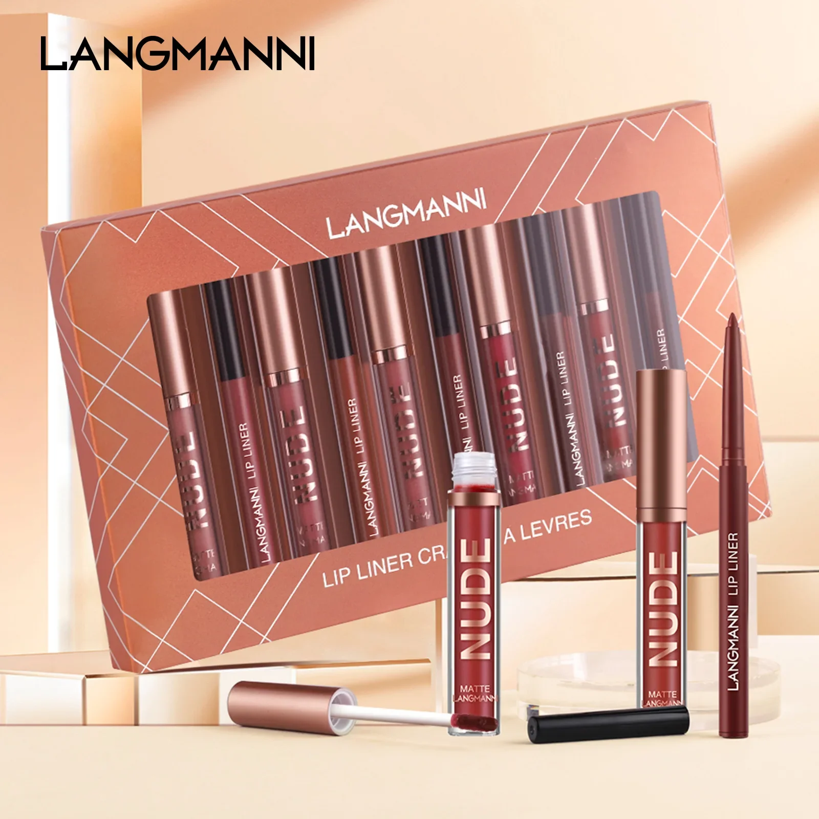 6 ลิปกลอส 6 Lip Liner Set Matte Liquid ลิปสติกดินสอ 24 ชั่วโมงกันน้ําเครื่องสําอางเกาหลี Lip Tint แต่งหน้าสําหรับผู้หญิง