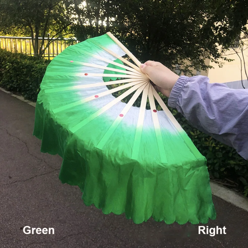 26cm Bamboo Chinese Short Bellydance Fan 10cm Half Circle Silk 10 Styles Bamboo Fans Children Hand Dye Adults Fan
