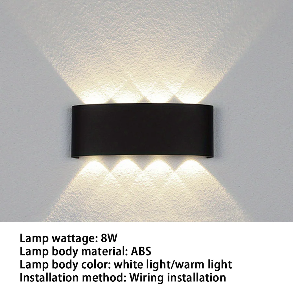 NONE LED-Wandleuchte für den Außenbereich, 2 W, 4 W, 6 W, 8 W, 10 W, AC85–265 V, nach oben und unten, weiß, schwarz, modernes Licht für Zuhause, Garten, Schlafzimmer, Flur 6