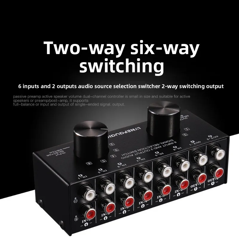 6-in 2-out Audio Source Signal Selector Switcher Headphone Speaker Switcher Bidirectional Switching 2-in 6-out Lossless
