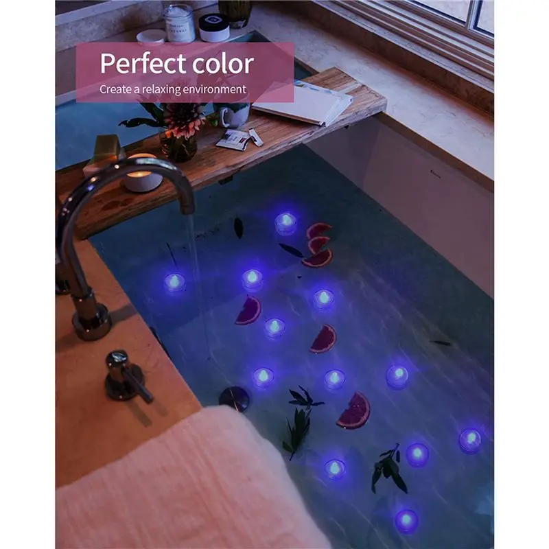 DT39 36Pcs Submersible LED Tea Lights, Purple Waterproof Flameless Candle Battery Operated for Vase Pool Wedding Decor