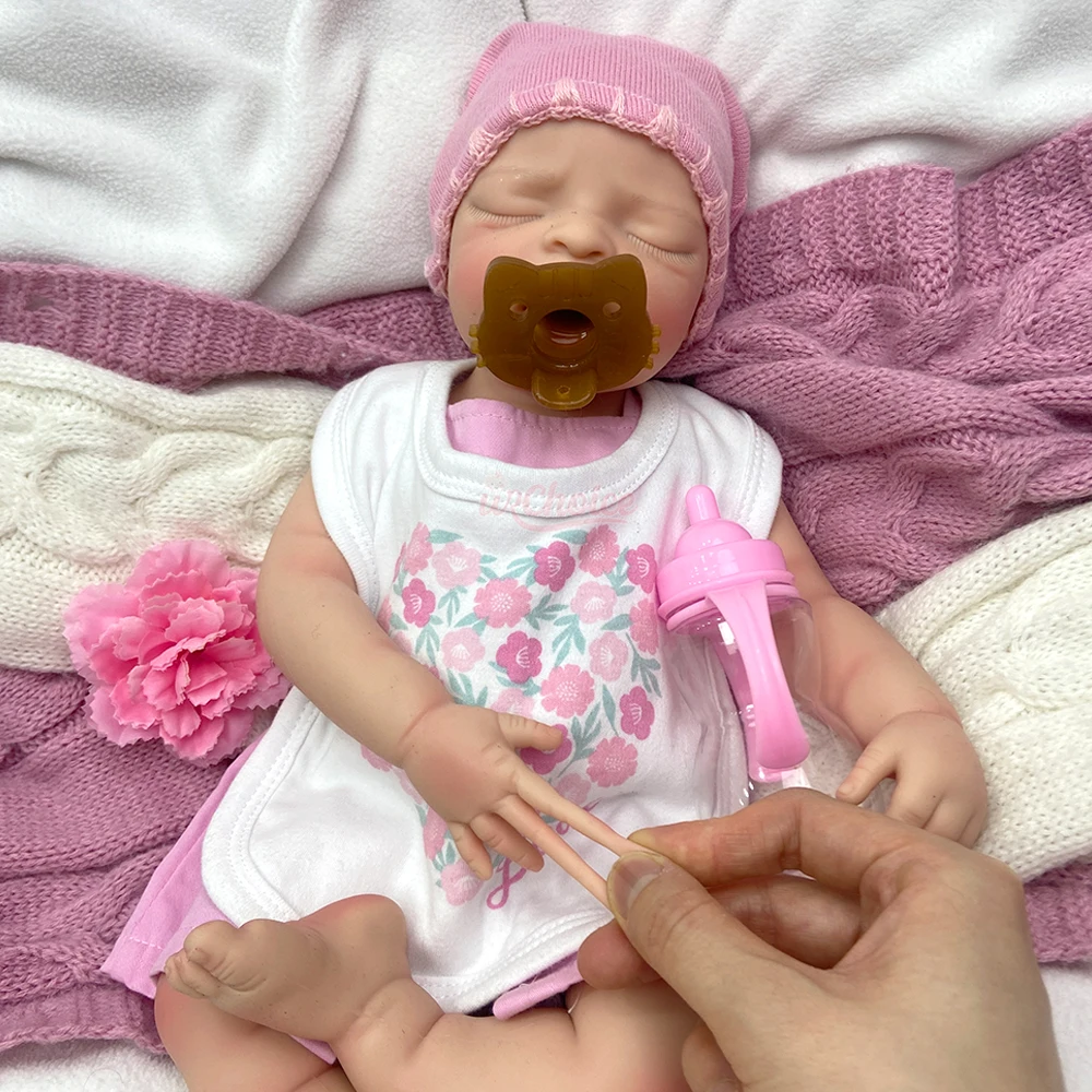 Can Open Mouth Sleeping Girl 44cm Silicone Reborn Baby Full Body Soft Art Doll Adorable Visible Veins Bebe for Elderly Joy