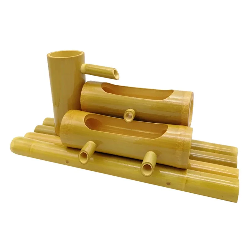 Bamboo Tube Creative Water Fountains Home Decoration Ornaments Feng Shui Wheel Crafts Office Tabletop Waterscape Figurines
