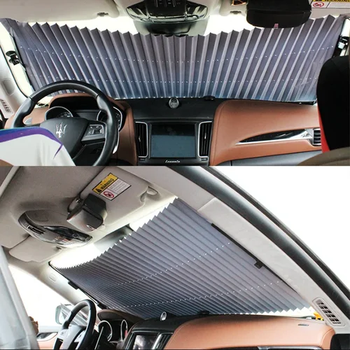 Imagen 2 del producto Cortinas parasoles para parabrisas de coche, 4 tamaños, retráctiles, UV, persianas delanteras/traseras, accesorios universales para Interior de coche