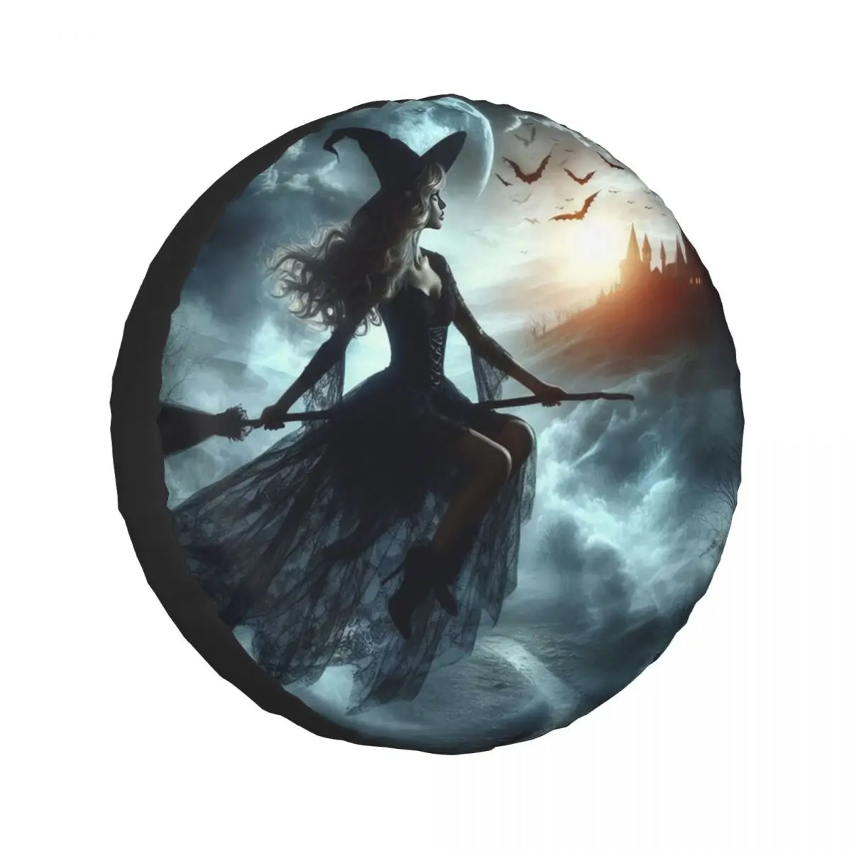 

Чехол для запасного колеса A Witch Flies на метлу для Jeep SUV RV 4WD Mitsubishi 4x4, защитные чехлы для колес 14 дюймов, 15 дюймов, 16 дюймов, 17 дюймов