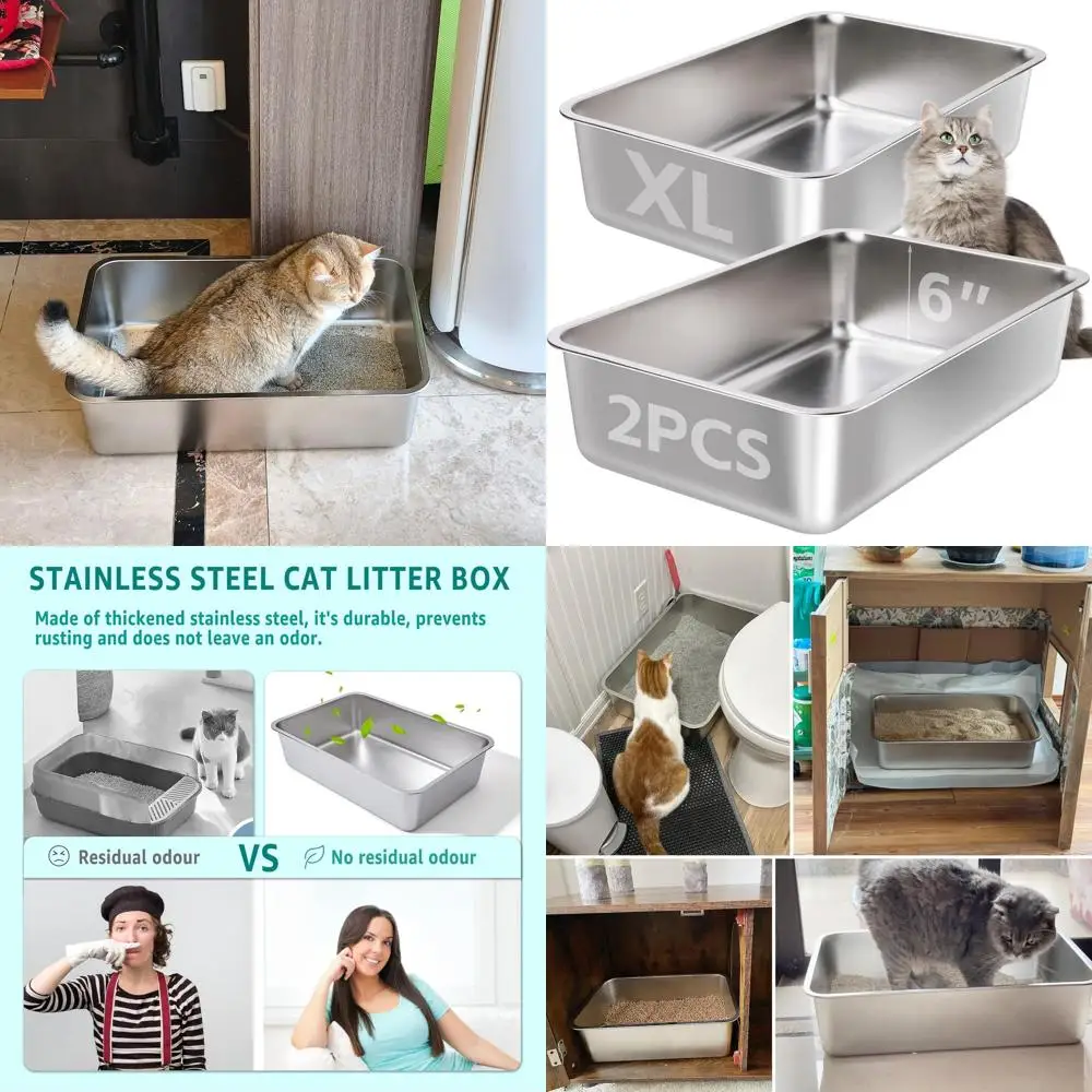 

Очень большие металлические лотки для кошек - высокие, глубокие, легко моются, без запаха