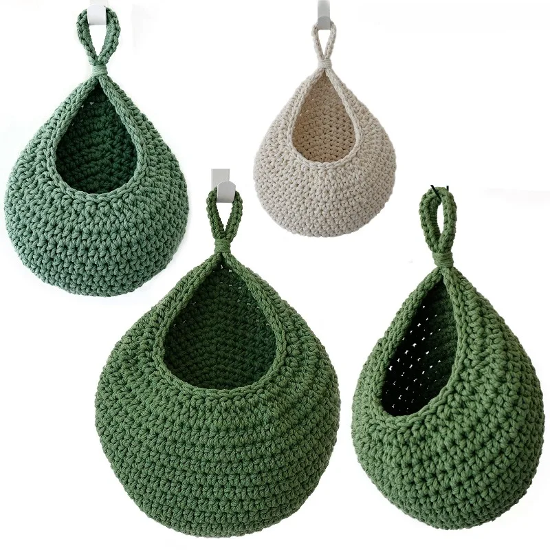 

Креативная сетчатая сумка из хлопкового каната в форме капли – подвесное хранилище ручной работы для фруктов и овощей, декор для кухни