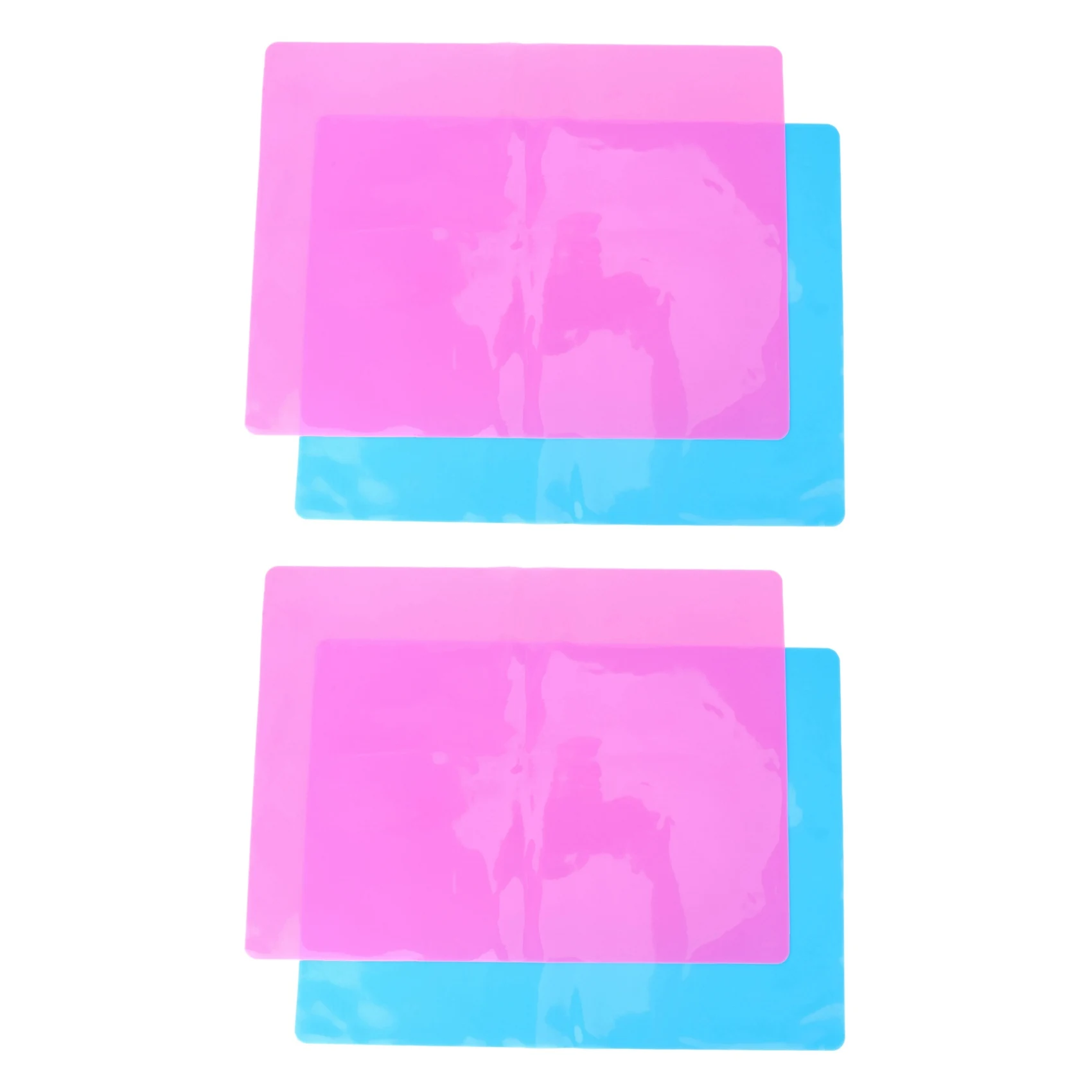 ABJN-4 Pack A3 Extra Large Silicone Sheet For Crafts Jewelry Casting Molds Mat, Food Grade Silicone Placemat,Blue & Pink