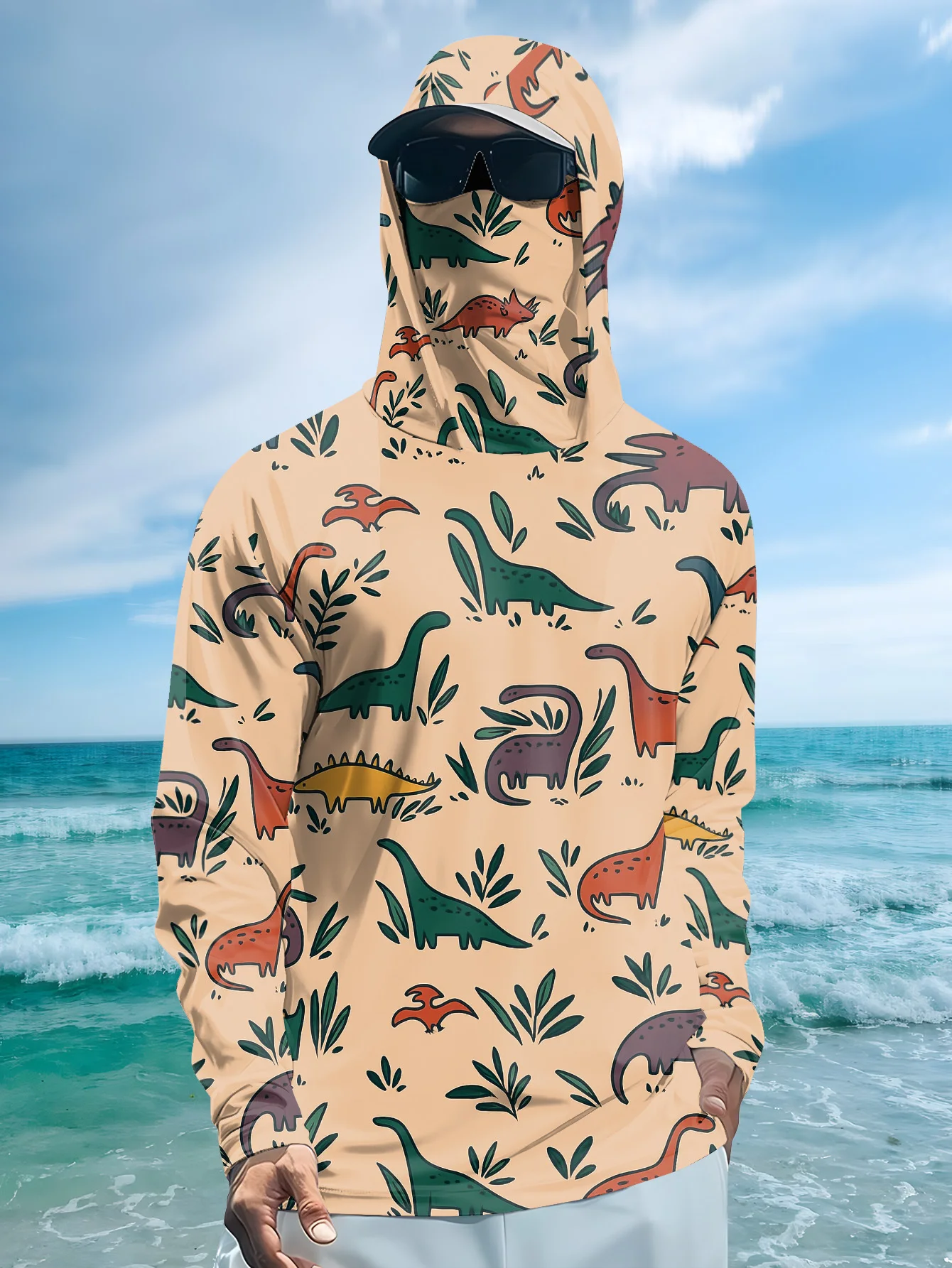 Fishing hooded sweatshirt for men long-sleeved sun protection shirt hunting sport shirt sun protection fishing beach top view 2