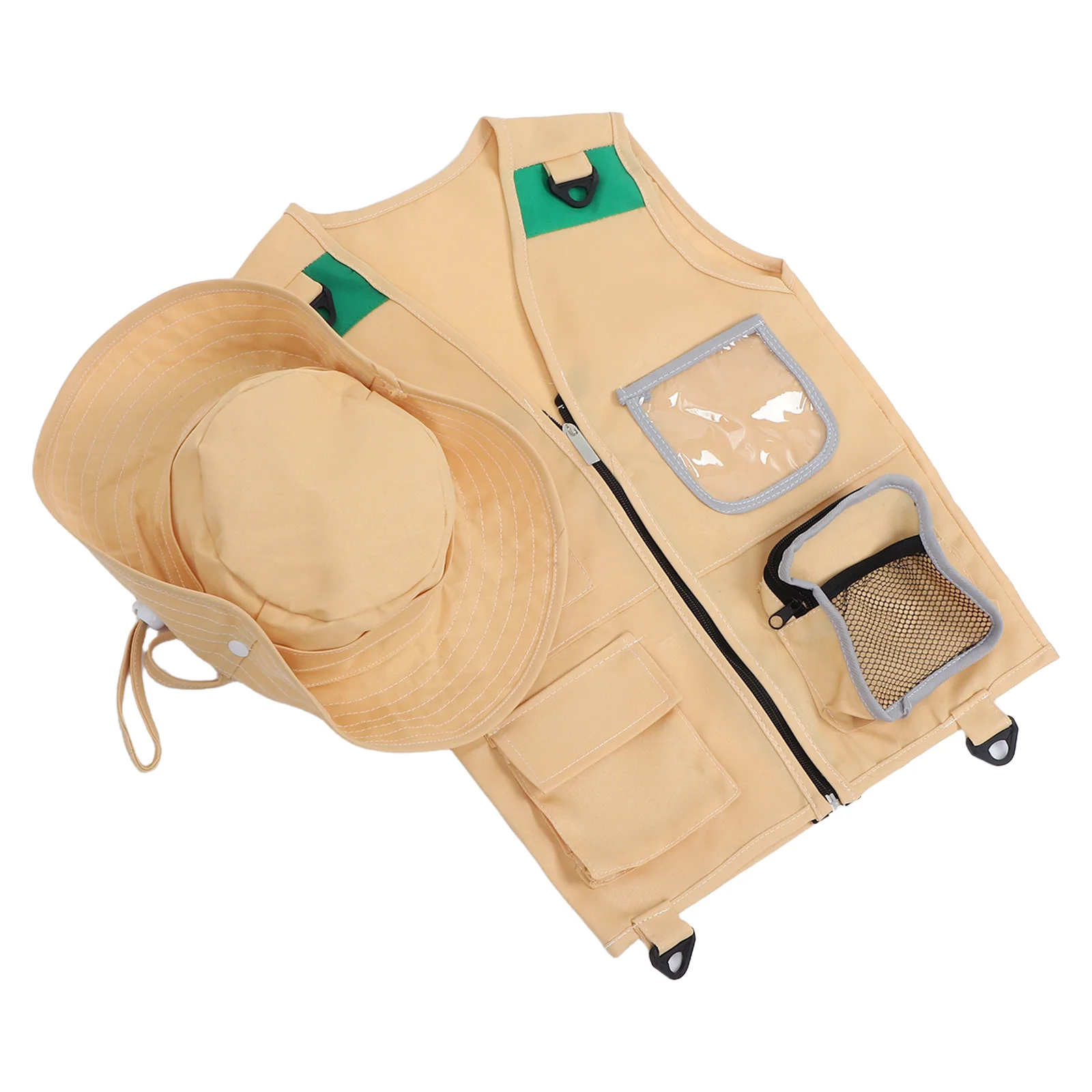 1 ensemble 1 ensemble gilet chapeau Kit léger respirant en plein air pour enfant Camping pêche Exploration