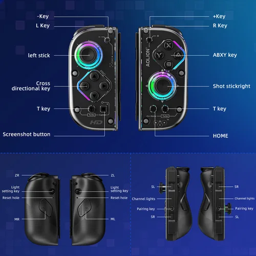 Imagen 2 del producto AOLION J20 Hall Joycon Gamepad para NS2/Switch OLED/Switch NFC HD shake Liteleft y controlador de juego dividido derecho