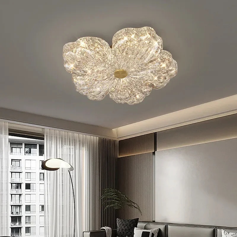 Modern Gold Foil Ceiling Light Flower Lustre Hanging Chandelier Home Decor for Dining Table Bedroom Living Room Led Pendant Lamp