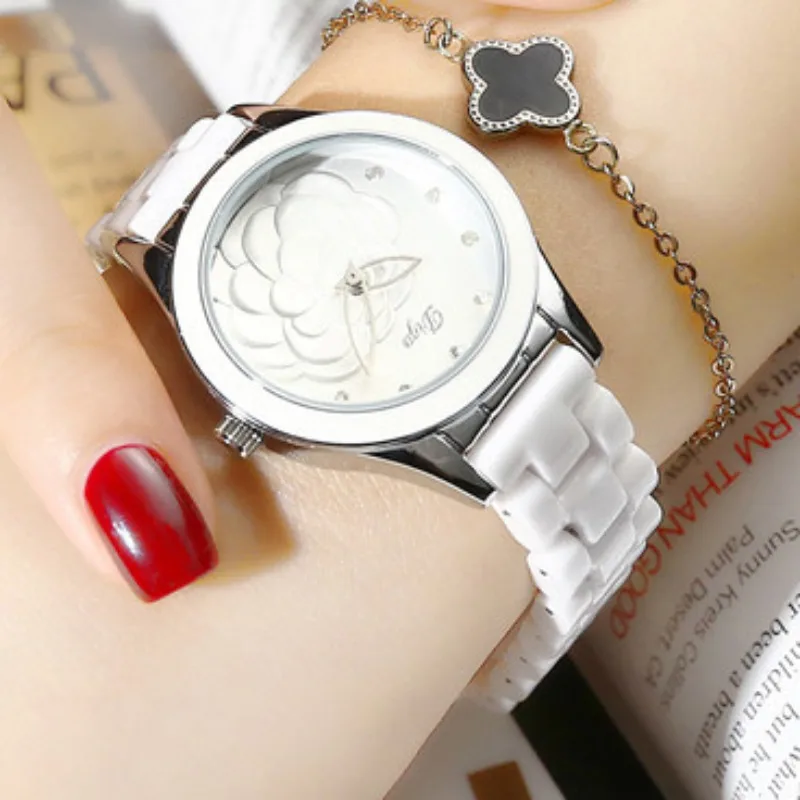 Watch for Women Camellia Luminous Pointer Quartz Watch Ceramic Bands Casual Fashion Student Clock Senior Girl Gift  Reloj Mujer