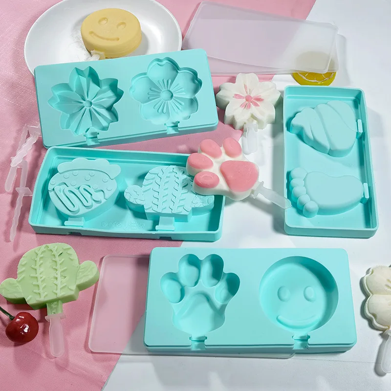 3/4 Hole Love Stripes Silicone Ice Cream Mold Ice Cube Tray Chocolate Popsicle Molds DIY Dessert Homemade Tools Reusable Molds