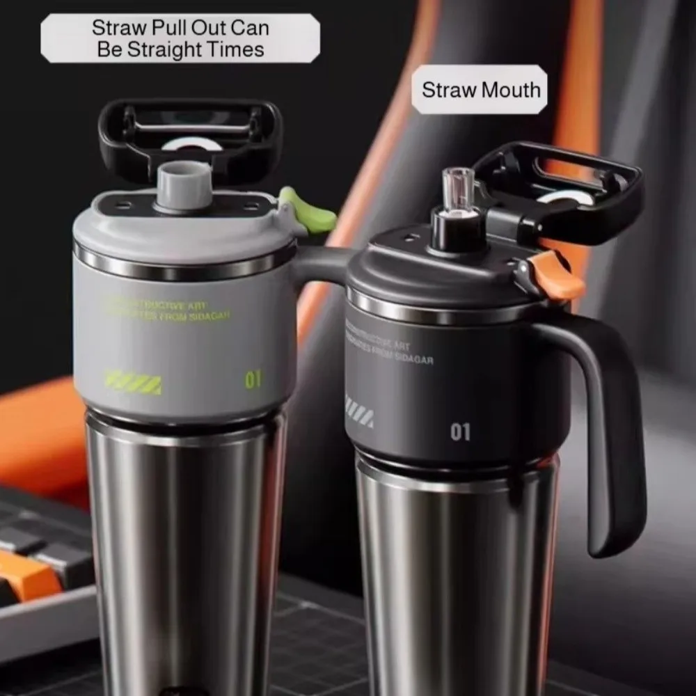304 Stainless Steel Sports Insulated Bottle One-Click Open Lid Built-in Straw Insulated Water Bottle Quick-Open Straw