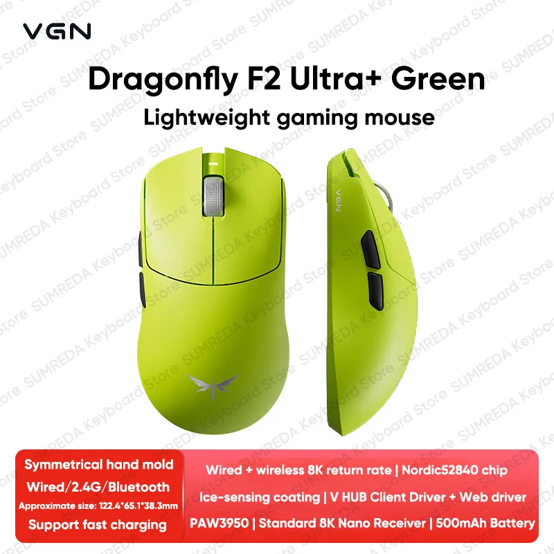 VGN Dragonfly F2 Promax Ultra PAW3950 PAW3395 Wireless Gaming Mouse 8K BT 2.4G Wired FPS Gaming Mouse For Laptop PC Accessory