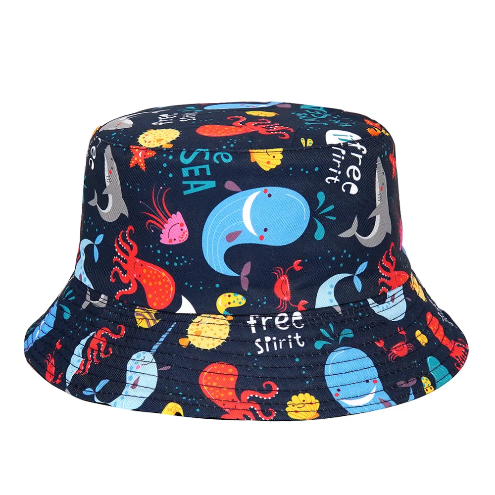 

Cartoon Print Bucket Hat Fisherman Hat Outdoor Travel Sun Cap for Men and Women