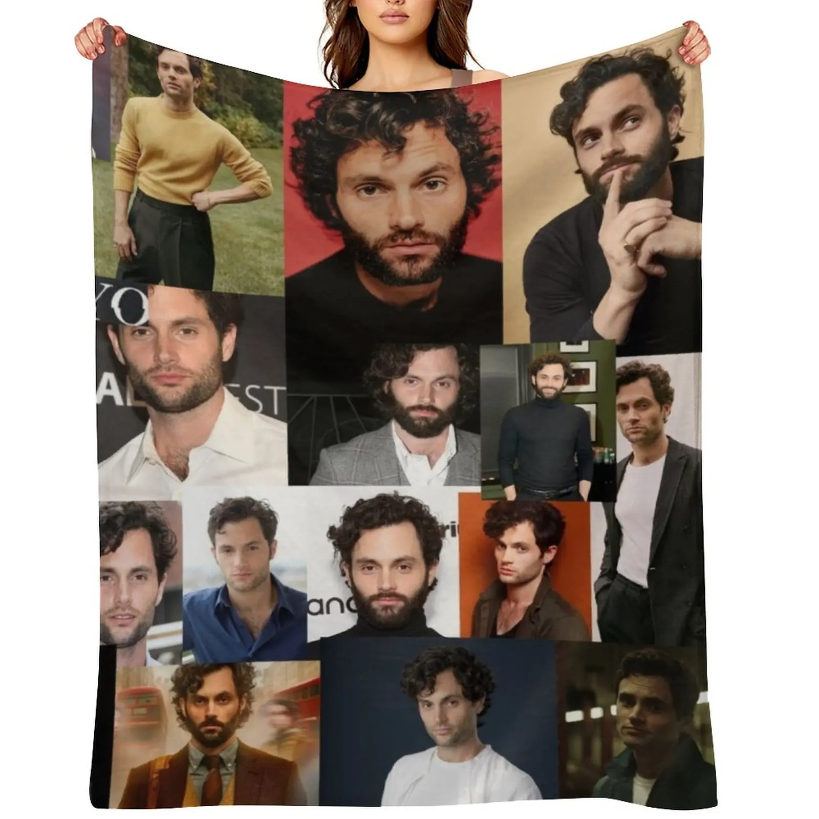 

Penn Badgley Joe Goldberg You Netflix Aesthetic Square Collage V2 - 8 Throw Blanket Furrys Shaggy Blankets