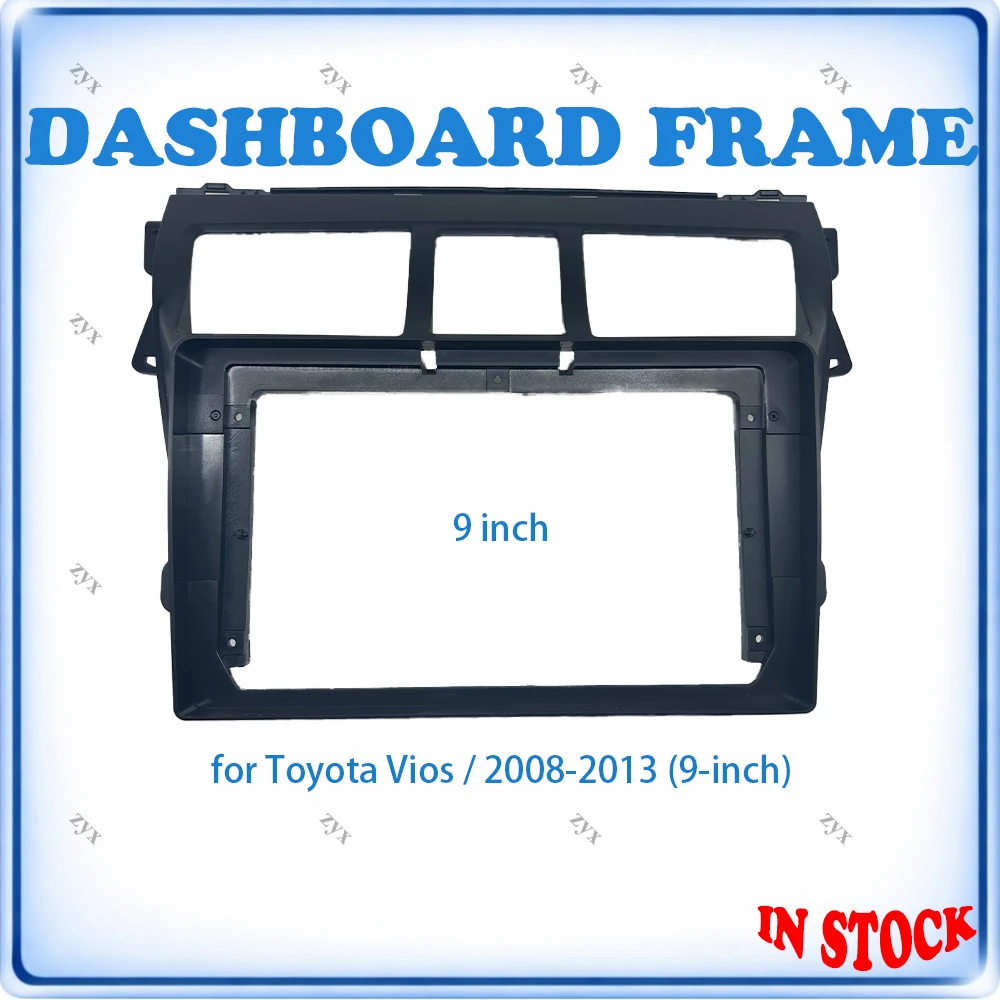

High Quality Car Radio Fascia Frame Kit For Toyota Vios 2008-2013 9 inch Stereo Panel Wiring Harness Power Cable