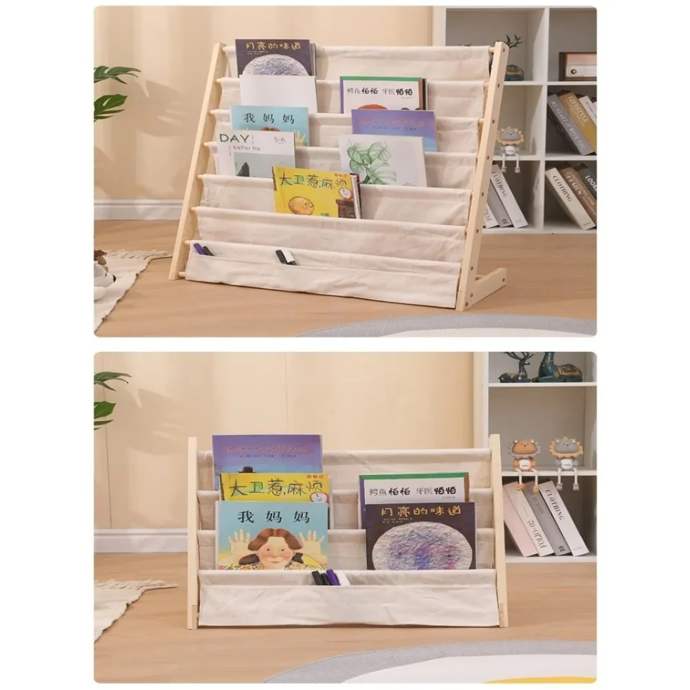 Wooden Bookshelf, Multi Layer Picture Book Storage Rack, Montessori Toddler Book Organizer Shelf for Nursery Room Home