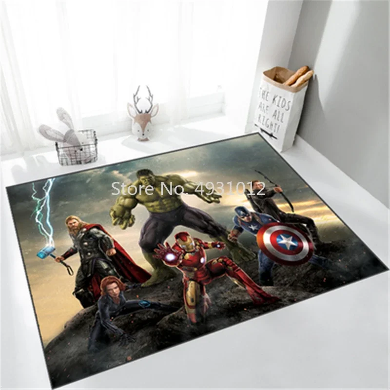 Disney Avengers Iron Man Hulk Thor Rug for Baby Kids Bedroom Living Room Carpet Non-slip Mat Home Floor Decoration