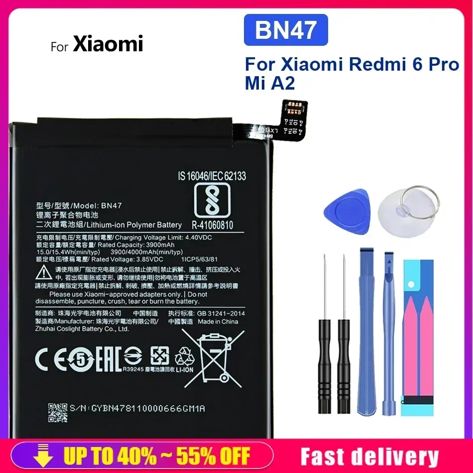 Mobile Phone Batteries BN47 For Xiao mi For Xiaomi Redmi 6 Pro 6Pro Redmi6 Pro / Mi A2 Lite Smartphone Portable Battery