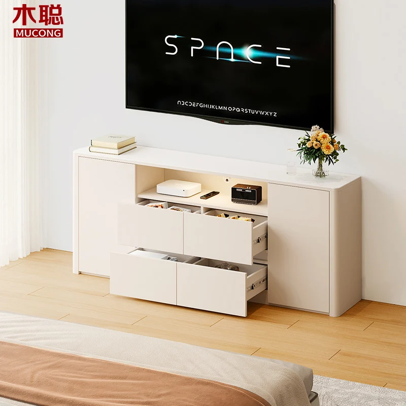 Cream Wind Slate TV Cabinet Living Room Household Floor Storage Locker Integrated Bedroom Bed End Narrow Side Cabinet